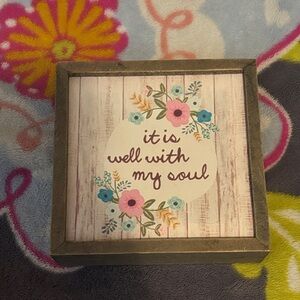 Wood canvas “well with my soul” art work